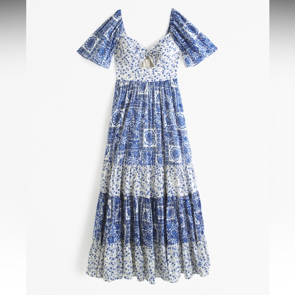 Abercrombie & Fitch Blue and White Floral Maxi Dress